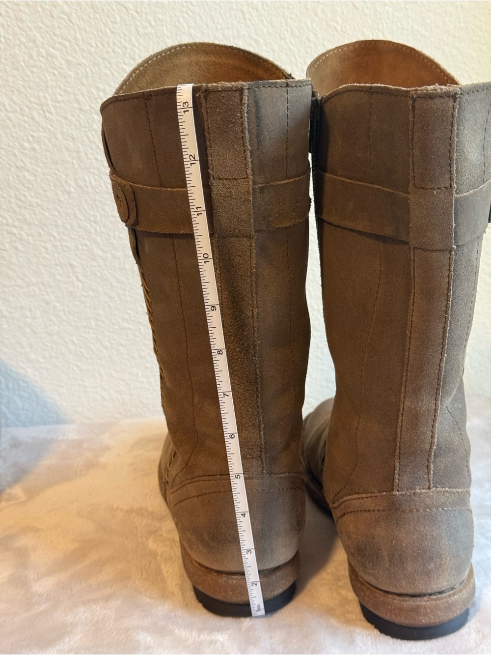 Born Olive-Taupe Suede Mid-Calf Heeled Boots - Picture 3 of 16